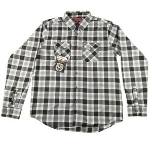 DIXXON The Mickey Flannel Shirt Black White Plaid Button Up Men's Size XLT